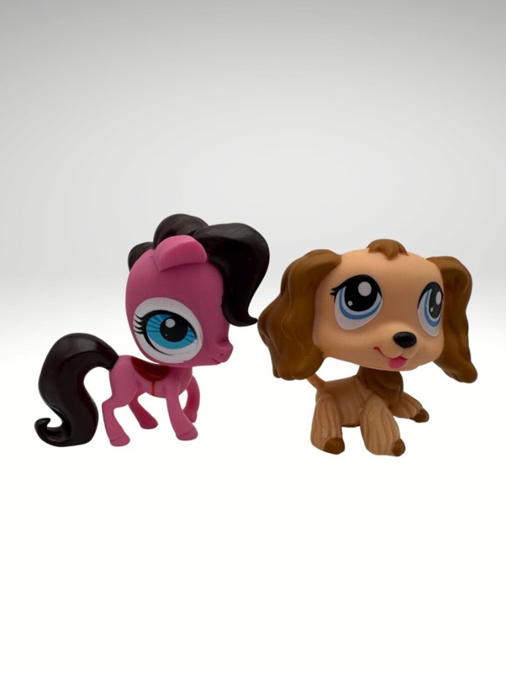Littlest Pet Shop (LPS) Lot of 2: Pink Horse and Tan Cocker Spaniel (SKU: 539TO)